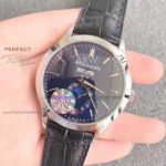 Perfect Replica Swiss Patek Philippe Moonphase Black Dial Mens Watch